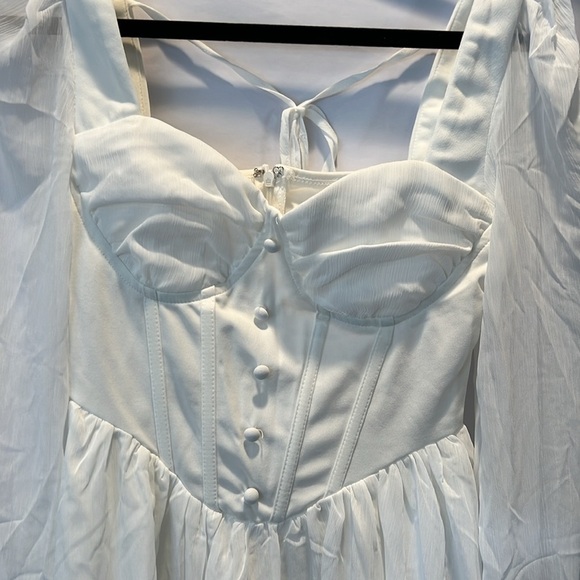 NWT Shein Pap 21 raccolta carta White Sheer Dress - Picture 6 of 10